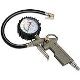 LadFath Tire Inflator with Pressure Gauge, 0-220PSI Dial Wheel Air Tire Pressure Gauge, Heavy Duty Rubber Hose with Quick Coupler, Air Compressor Tire Inflator Attachment for Cars Motorcycle Bike