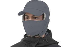 AOSKEY Trapper Hat for Men Women Waterproof Winter Warm Baseball Cap with Ear Flaps and Mask
