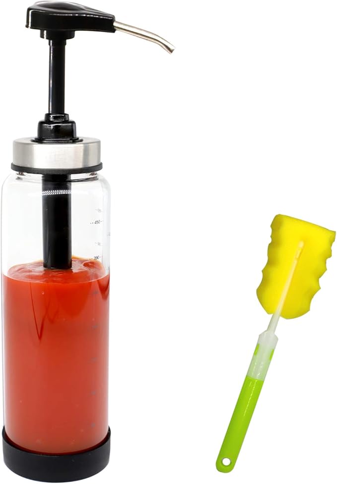 Sauce Dispenser Pump With Glass Bottle For Ketchup Honey