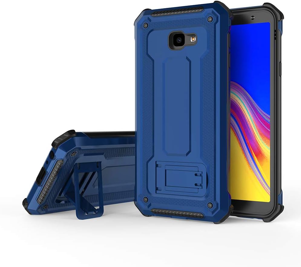 QLOA Multifunctional case for Samsung Galaxy J4 Plus case, Hard PC Soft Bumper Horizontal Stand Protective Cover for Galaxy J4 Plus (2019 Release)-Blue