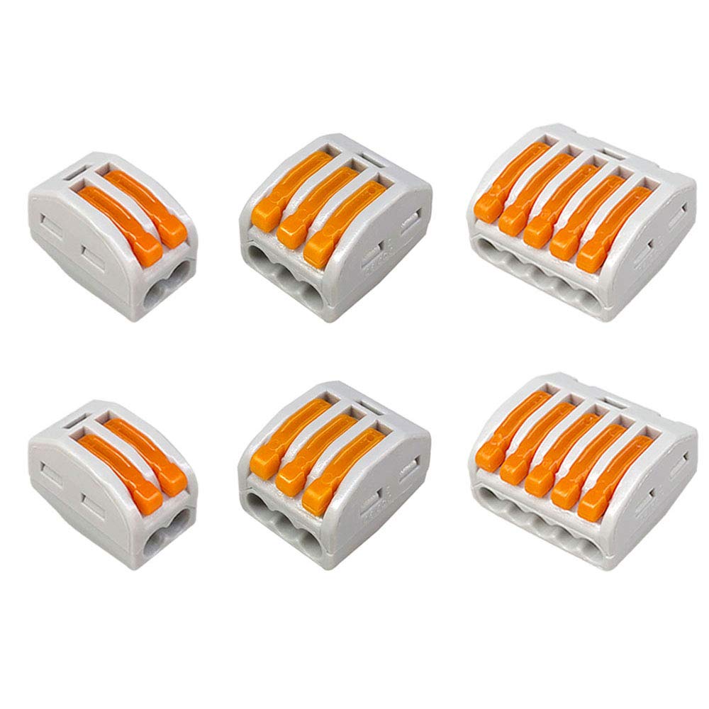 Aiqeer 50 Pcs Lever-Nut Wire Connectors Set, Conductor Compact Wire Connectors, Cable Clamp Terminal Block Quick Spring Connector (PCT-212/213/215)