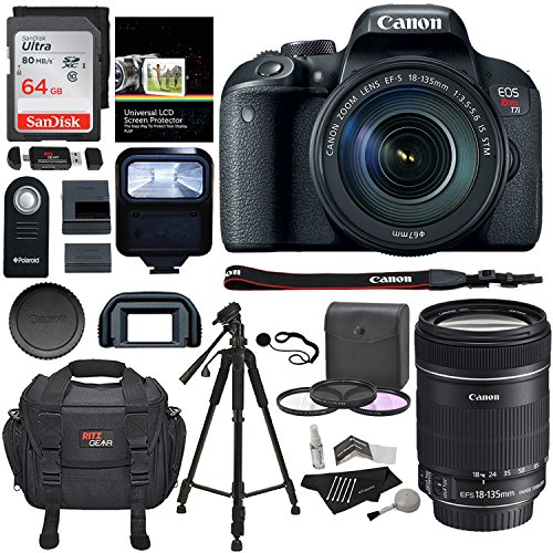Canon-EOS-REBEL-T7i-EF-S-18-135-IS-STM-Kit-64GB-Memory-Card-Tripod-Filter-Kit-Ritz-Gear-Camera-Bag-and-Accessory-Bundle