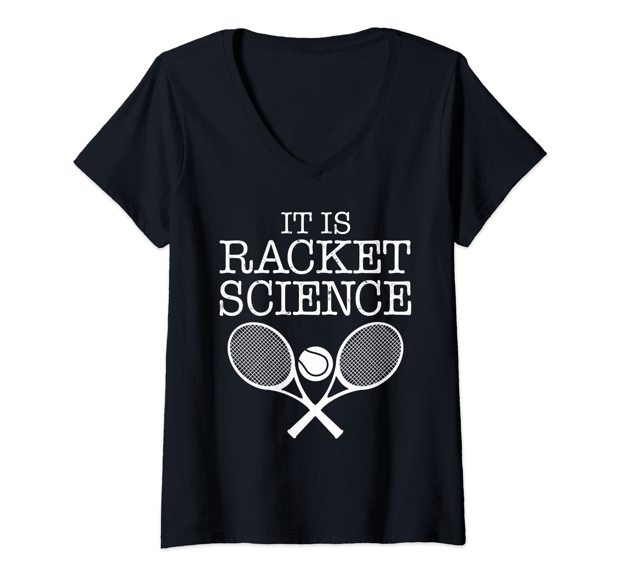 Womens Racket Science Tennis Player Tennis Coach V-Neck T-Shirt