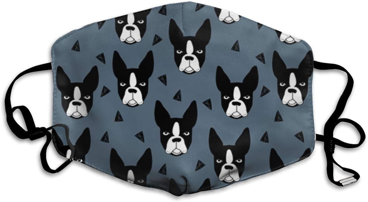 Jliming Boston Terrier Unisex Anti-dust Solid Cotton Earloop Face Mouth
