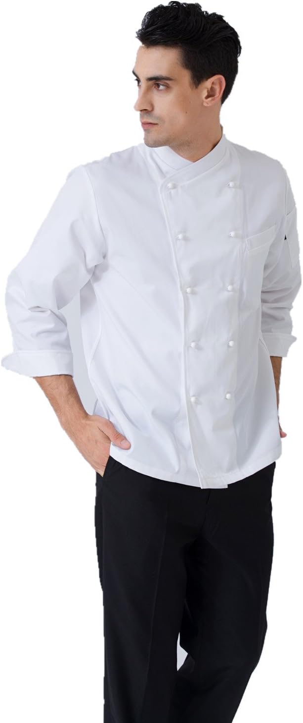 JXH Chef Uniforms men's white long sleeve chef kitchen coat