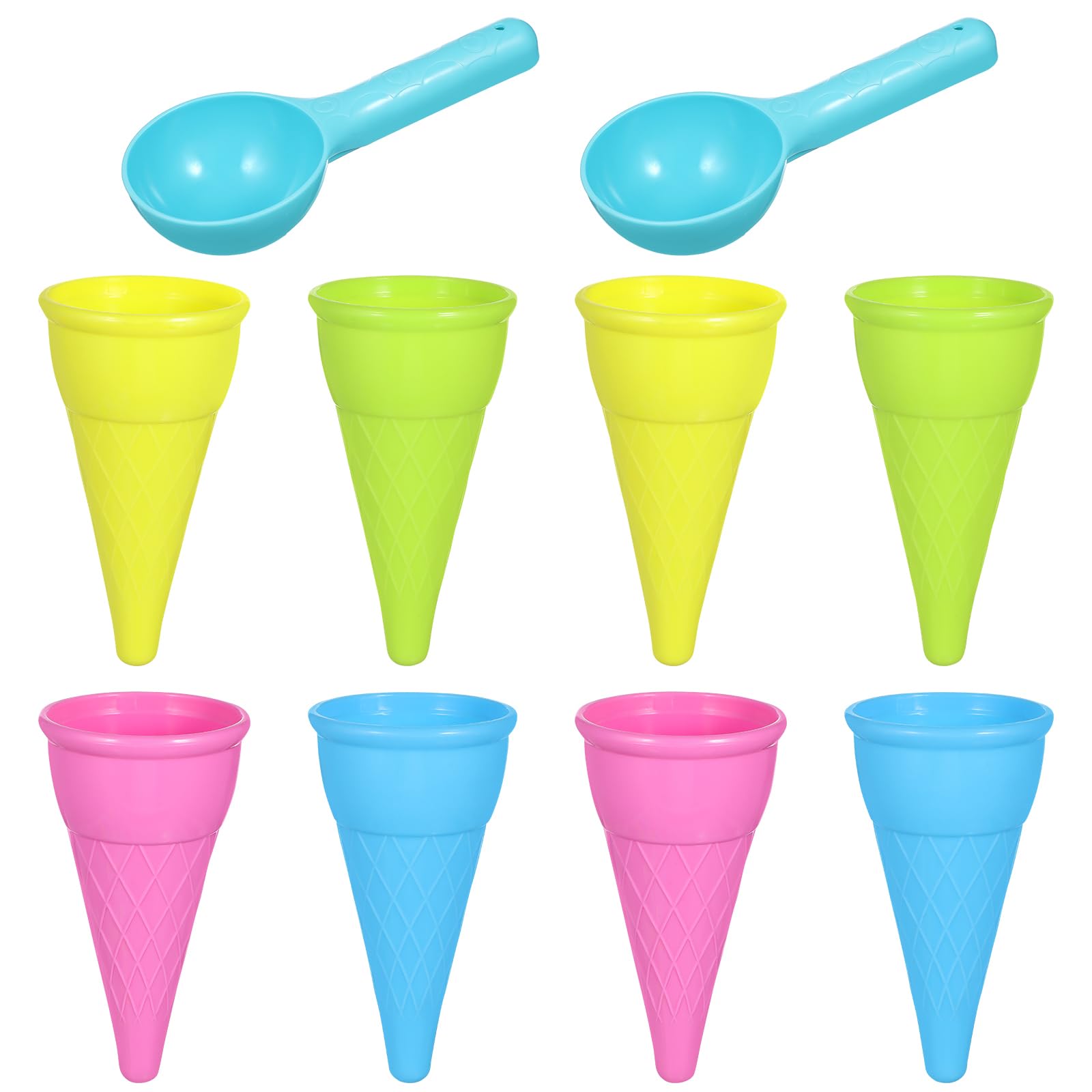 Toddmomy Ice Cream Cone Beach Toys Set with Scoops for Kids Outdoor Sand Play Toy 2 Pack Creative Pretend Play for Toddlers and Children(Random Color, 2 Scoops, 8 Ice Cream Cones)
