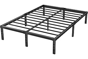 OLALITA Black Metal Bed Frame - Sturdy Metal Platform Bed Frame Queen Size Easy Assembly, Heavy Duty, No Box Spring Needed (Industrial 14", King)