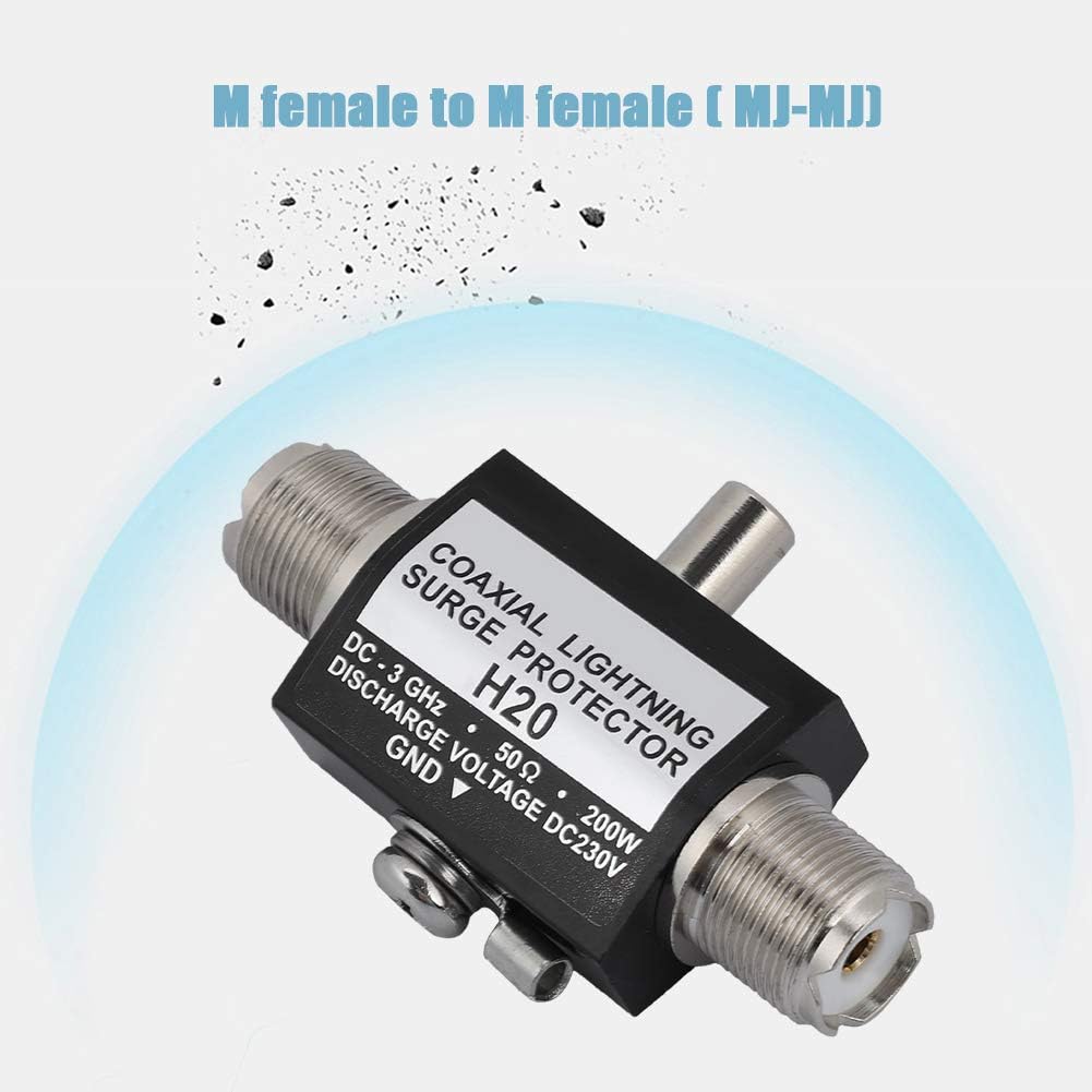 Bewinner Antenna Surge Arrester, MJ-MJ All Band Lightning Protection, 200W Dc-3Ghz Female Coaxial Overvoltage Protector to Female M-Principle Short-Circuit in 1/4 Wavelength: Sports & Outdoors