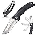 Eafengrow EF908 Pocket Knife Sanding Finished D2 Steel Blade G10 Handle Pocket Clip and Liner Lock with Titanium Coating Tactical Camping Survival Tool Knives (BLACK)