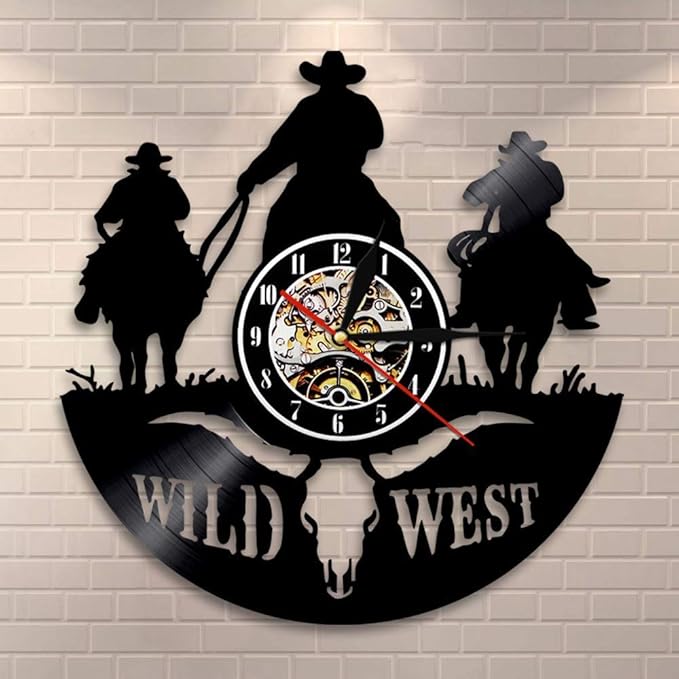 Tejas Occidental Del Reloj De Pared Del Reloj Del Disco De Vinilo