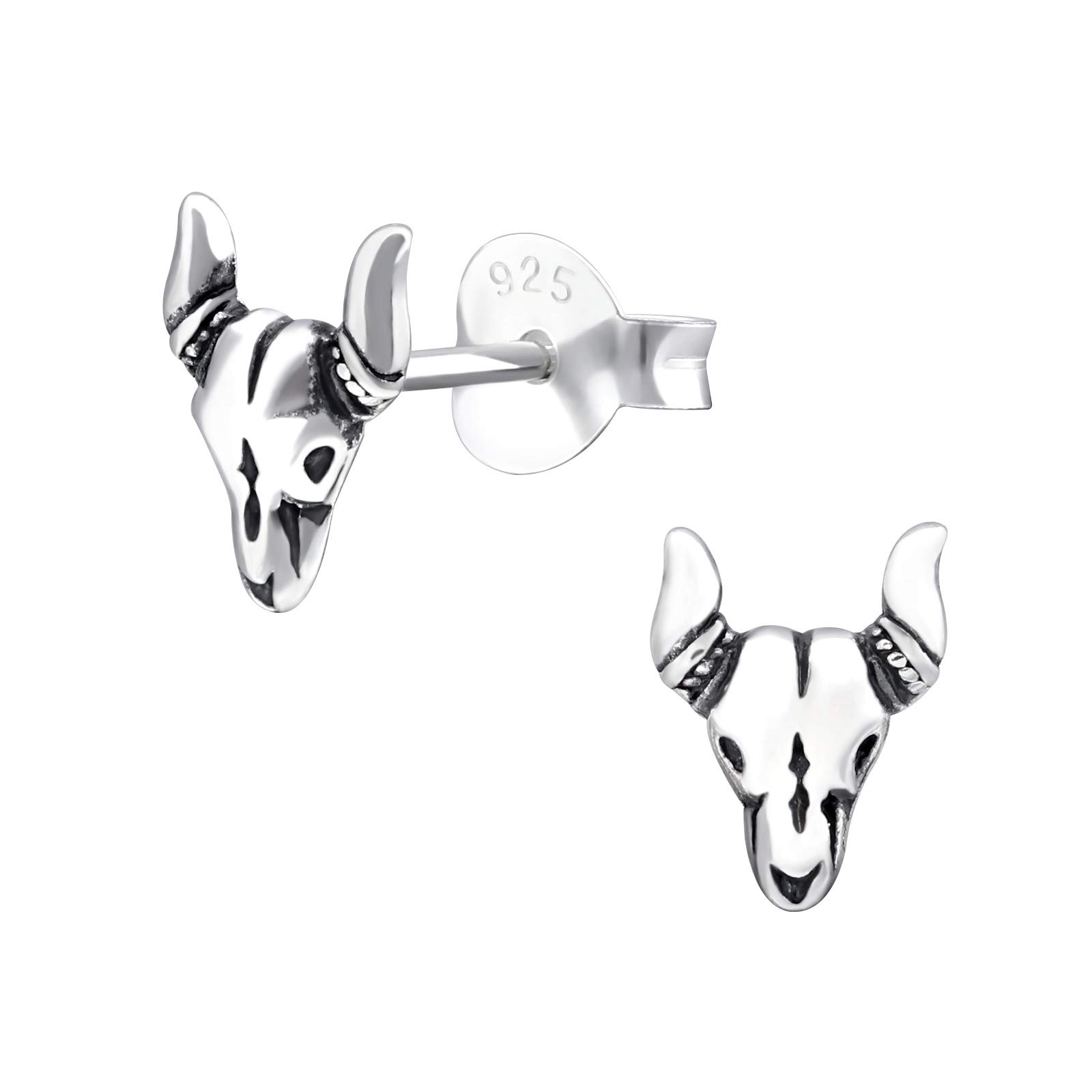 925 Sterling Silver Oxidised Women 925 Sterling Silver Bull Stud Earrings for Women & Girls – Everyday Jewellery Gift Boxed