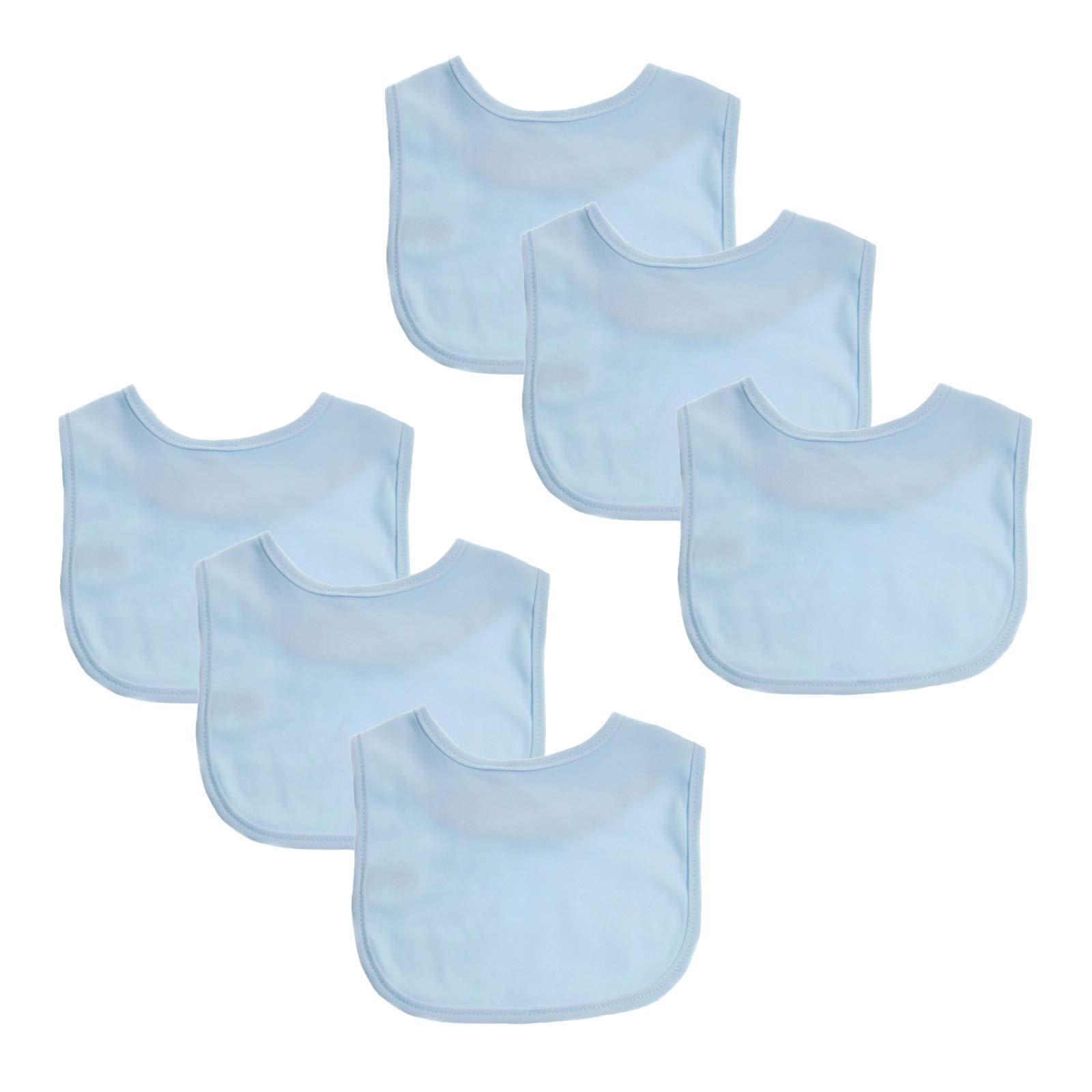 Baby Bibs Plain Cotton for Boy or Girl, White Cream Pink Blue Grey Black Navy, 3 or 6 Pack, Blue, 6 Pack