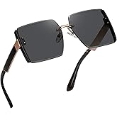 Joopin Oversized Rimless Sunglasses for Women Ladies Square Frameless Sun Glasses UV400 Protection Sunnies Shades