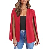 Womens Cape Blazer - Split Sleeve Open Front Casual Jacket Coat Workwear Elegant Formal Cape Coat