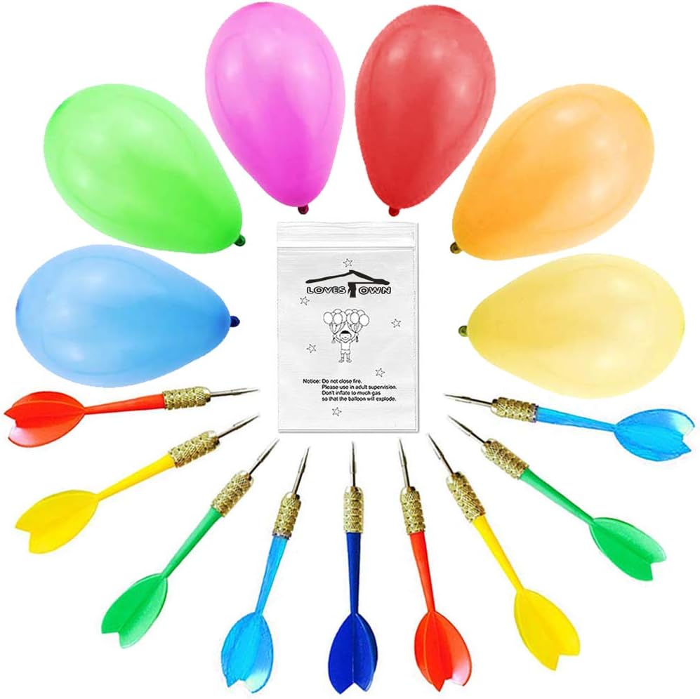 LovesTown Carnival Games Darts Balloons, 500PCS Circus Decorations Christmas Balloons Water Balloons with 10PCS Darts for Carnival Party Supplies: Toys & Games
