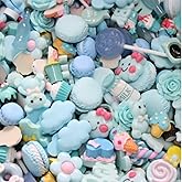 Halloluck 50 Pcs Slime Charms Easter DIY Craft Making Resin Jewery Making Kit, Resin Flatback Slime Beads Making Supplies for DIY Scrapbooking Crafts (Sky Blue)
