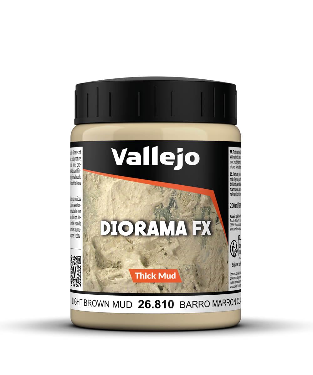 Vallejo Weathering Effects Acrylic Paint, Light Brown, Realistic Finish for Modeling, 200ml, Ideal for Simulating Mud and Rust Textures