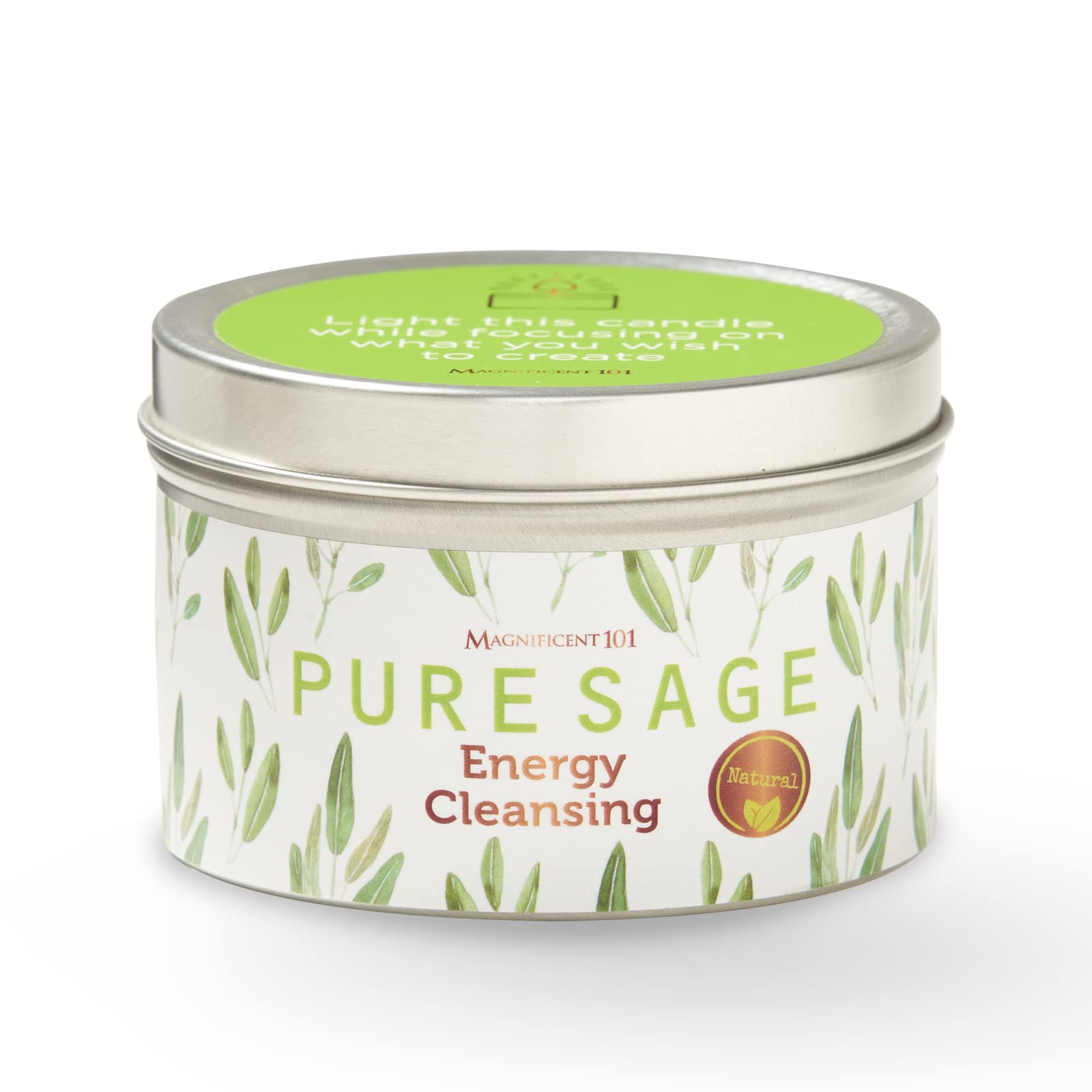 Photo 1 of Magnificent 101 Long Lasting Pure White Sage Candle - 6 Oz - 35 Hour Burn Time - Organic, All Natural, Soy Candle to Cleanse Your Home & Calm, Soothe, Use with Sage Smudge Kit - Spiritual