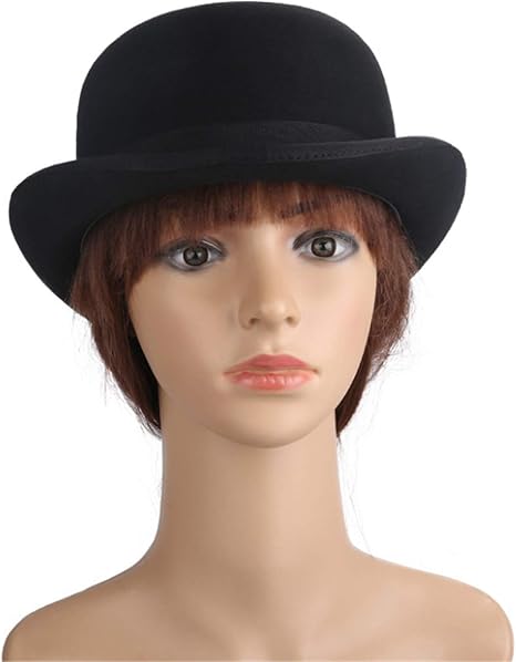 Amazon Co Jp レディース ボウラーハット ダービーハット 秋と冬のスタイルのイギリスのウールのステレオタイプの帽子紳士の帽子 結婚式 パーティーに使用 色 Black Size 56cm ホーム キッチン