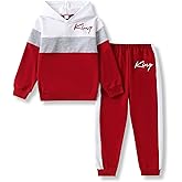 Voxikidio Kids Boys Clothes Color Blocking Hoodie Sweatshirts and Pant 2Pcs Fall Outfits Set Size 5-10