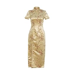 Shanghai Story Short Sleeve Long Qipao Brocade