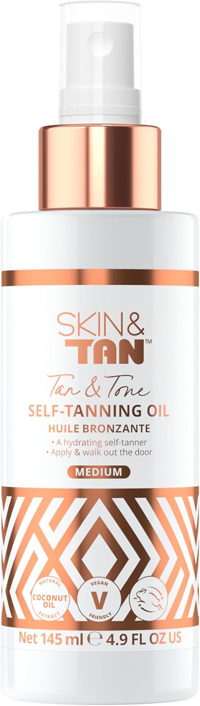 SKIN & TAN Tan & Tone Self Tanning Oil Medium 145ml No-Rinse