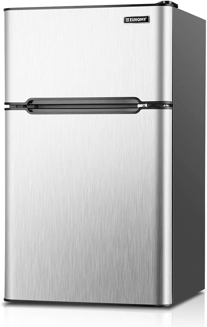 Euhomy Mini Fridge with Freezer, 3.2 Cu Ft 2 Door Upright Compact