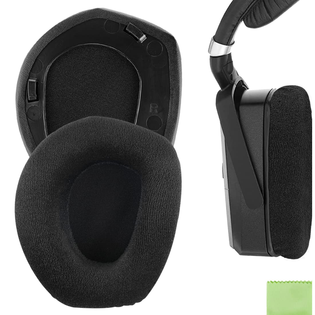 Geekria Comfort Velour Replacement Ear Pads Compatible with Sennheiser RS165, RS175, HDR165, HDR175, RS185, HDR185, RS195, HDR195 Headphones, Ear Cushions (Plastic Ring)
