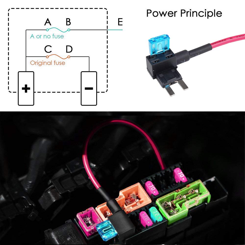 MUYI 5 Pack Add-a-circuit 14 Gauge Fuse Tap for Mini Blade Fuse - Fuse included