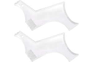 KOOTINN 2 Pack Beard Shaping Styling and haircut tools for Men for Hairline Line-up, Edging - Stencil/Template for Trimming, Mustache, Goatee - Transparent