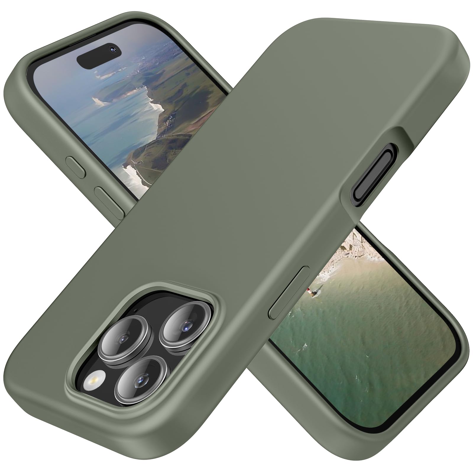 TAXXOE Silicone Case Compatible with iPhone 16 Pro Max Case Soft Ultra Slim Protective Shockproof Liquid Silicone Phone Case,Anti-Scratch Microfiber Lining, 6.9" Copper Green