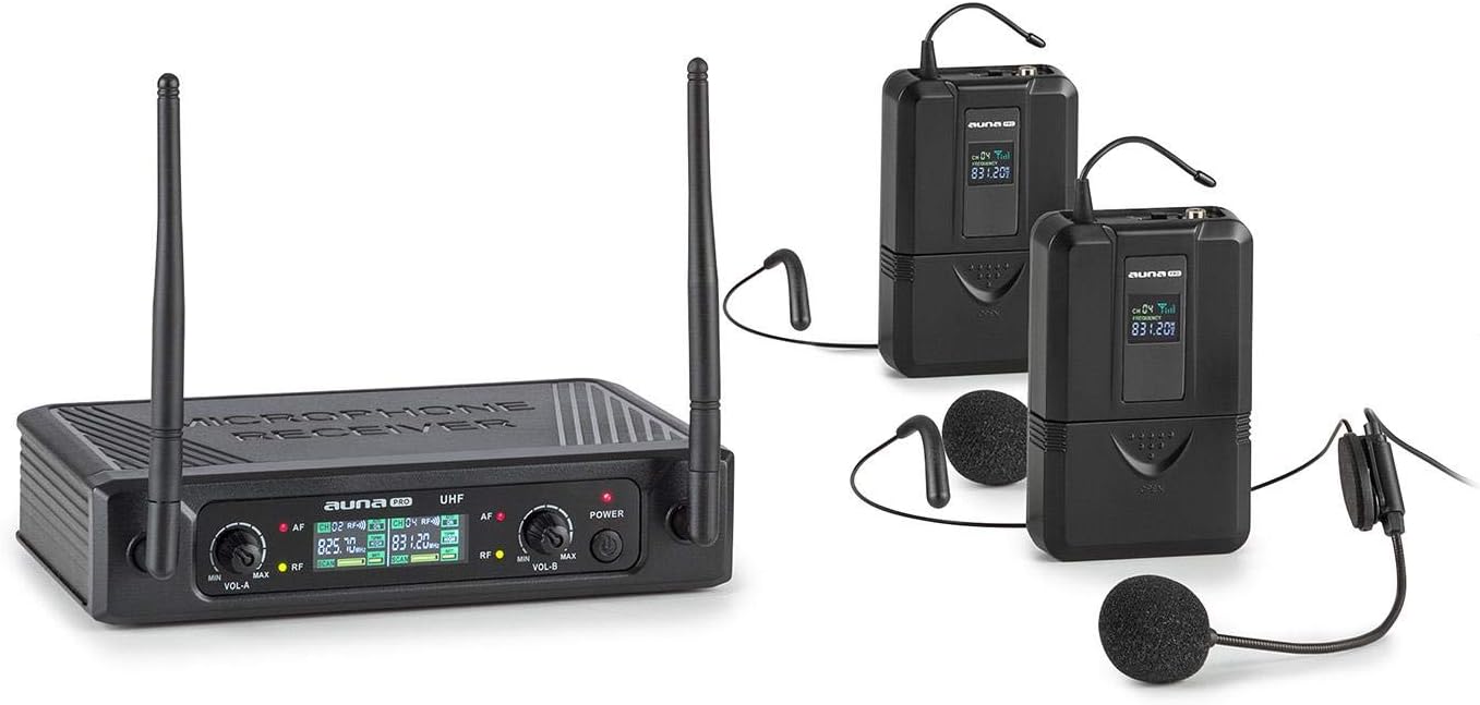 auna Pro UHF200FHB 2Channel UHF Wireless Microphone Amazon.co.uk
