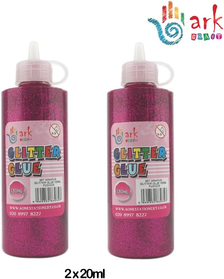 2 x Ark's Sparkling Glitter Glue - 120ml (Fuschia), fuchsia