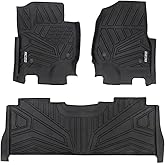 Rough Country Flex-Fit Floor Mats for Ford F-250/350 Super Duty (2017-2025) Crew Cab - Front & Rear Set, Custom All-Weather Non-Slip TPE Liners w/Spill Saver Lip