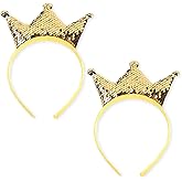 CRZQXOUR 2 Pcs Sequin Crown Headband Princess Glitter Hair Band Cute Hair Styling Clip Accessories Glitter Hair Hoop Decoration Elastic Costume Suitable to take photos