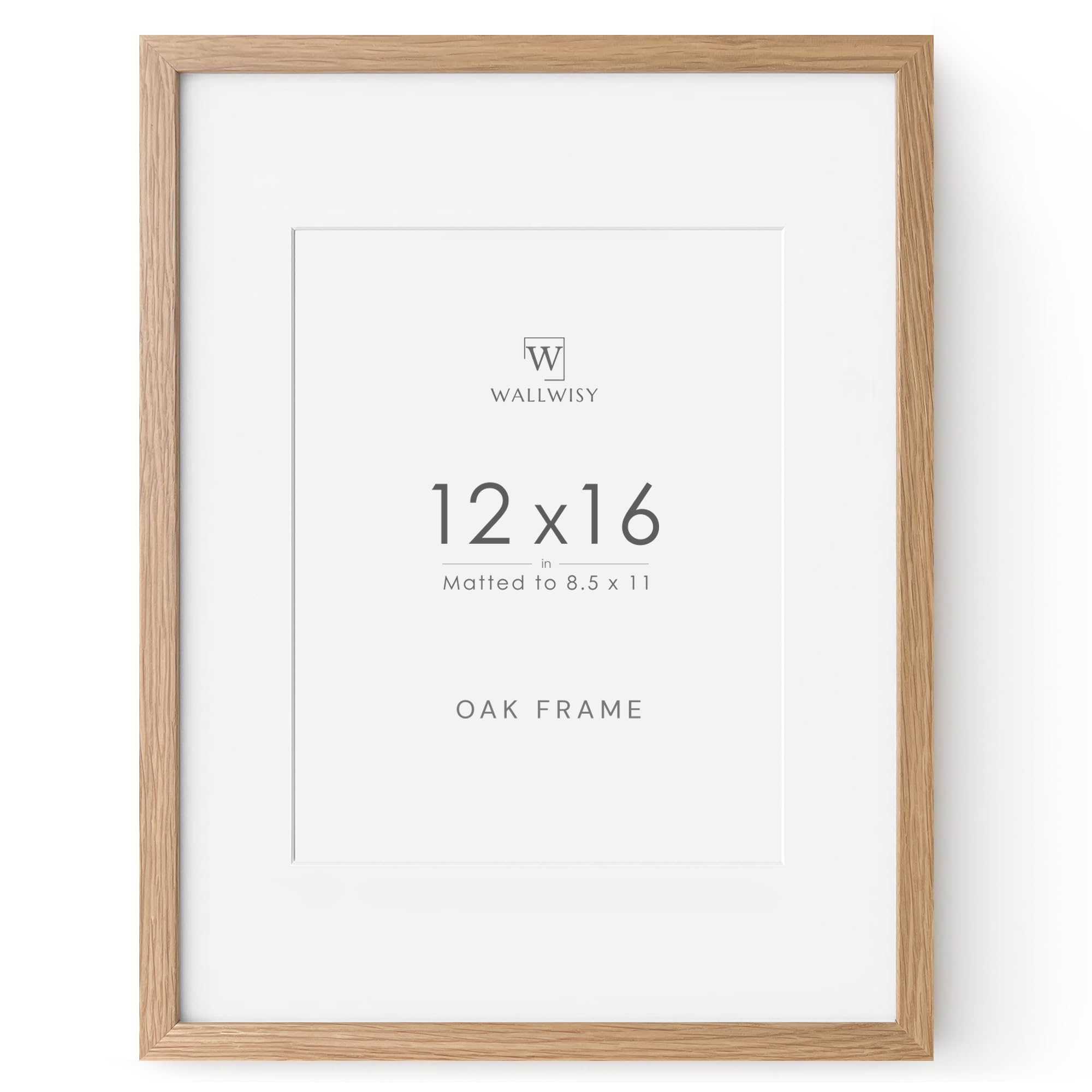Photo 1 of 12x16 Solid Oak Picture Frame, 12x16 Wooden Photo Frame with Mat, 12"x16" Natural Oak Wood Frame for Wall, Set of 1