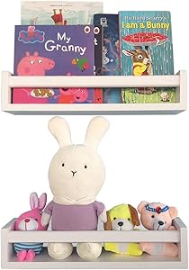 Nursery Shelves Book Shelves for Wall White Set of 2-Floating Bookshelf for Kids- Perfect Nursery Decor for Baby’s Room Kitchen Bedroom and Bathroom Too!