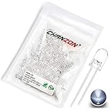 CHANZON 100 pcs 5mm White LED Diode Lights (Clear Round Transparent DC 3V 20mA) Bright Lighting Bulb Lamps Electronics Compon