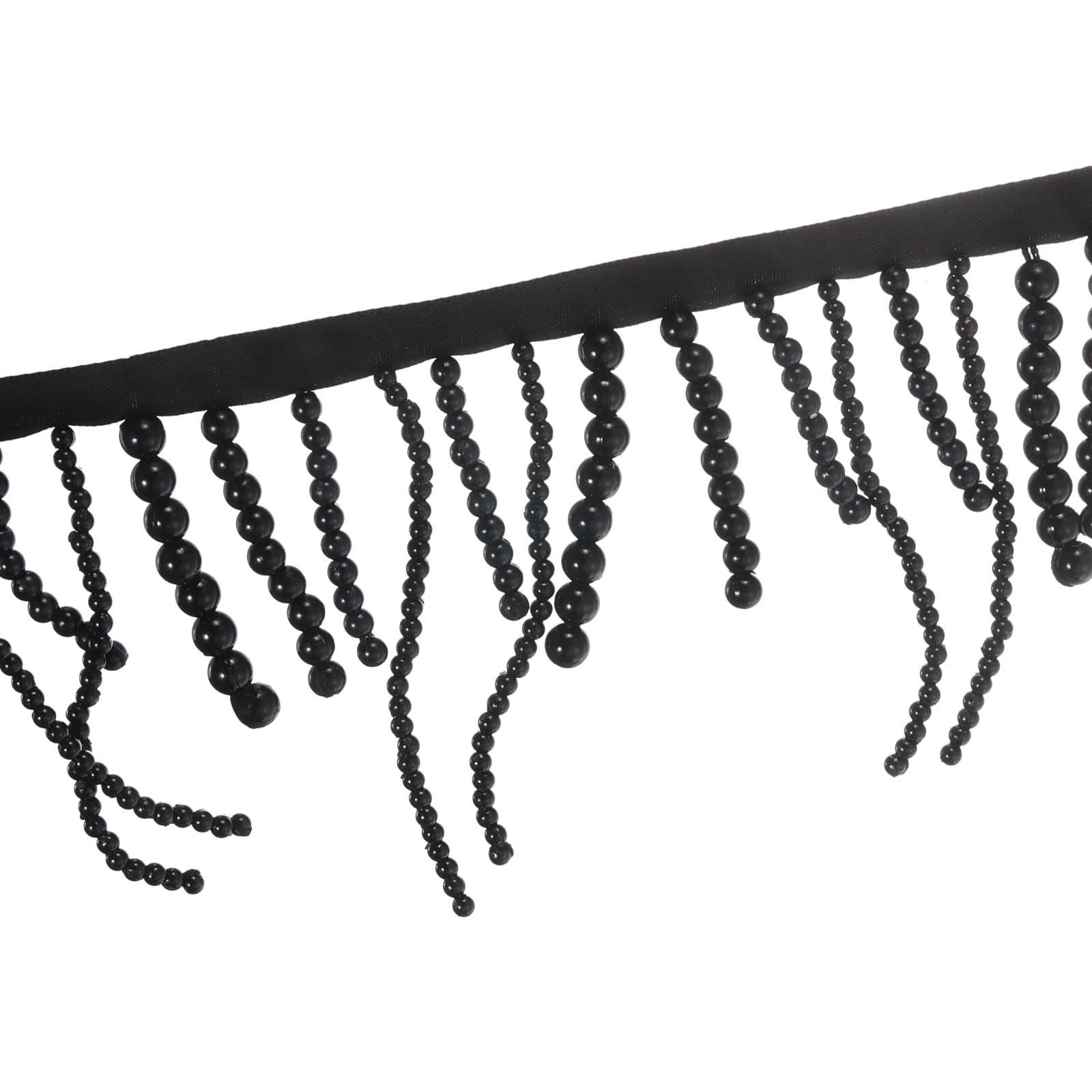 PATIKIL 2 Yard Long Pearl Fringe Beaded Lace Trim, 2.95" Wide Pearl Bead Tassel Pearl Fringe Applique for Wedding Party Home Decoration Sewing Craft, Black