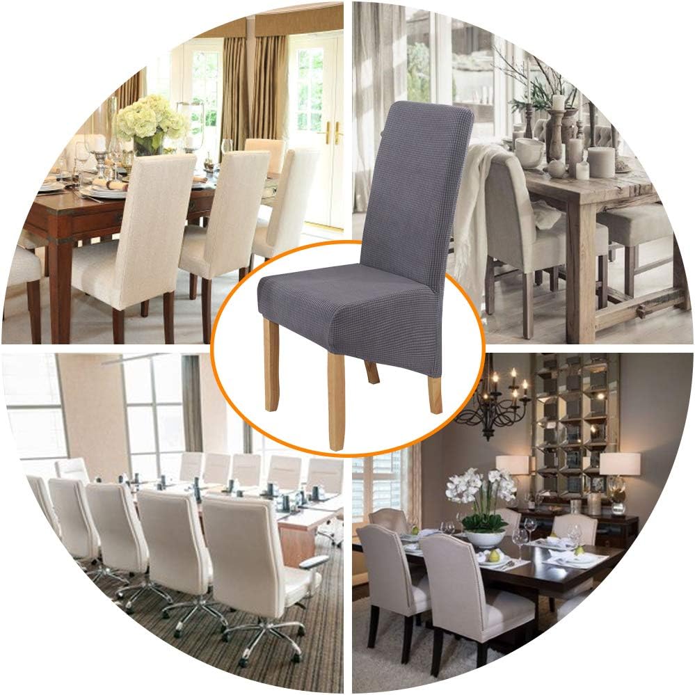 Polar Fleece Large Size Dining Chair Covers Set of 4,Dining Room Chair Slipcovers,Stretch Removable Washable High Back Chair Covers for Dining Room,Hotel,Kitchen,Banquet,Home(Silver Grey,Pack of 4) - Image 4