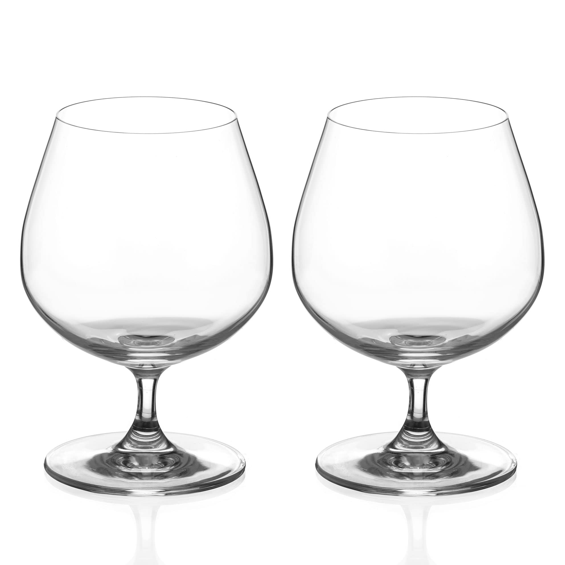 DIAMANTE Brandy Cognac Liqueur Glasses Pair - ‘Auris’ Collection Undecorated Crystal Snifter Glasses - Set of 2 (1400.702)