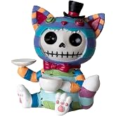 Pacific Giftware Cheshire Cat Furrybones Collectible Figurine Signature Skeleton Figurine in Colorful Cat Costume Perfect for Home Decor and Unique Gifts 3" Tall