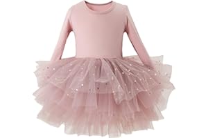 TUTU.KK Toddler Girls Ballet Tutu Dresses Long Sleeve Sequin Tulle Ballerina Outfits Dance Leotards