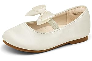 DREAM PAIRS Girls Dress Shoes Mary Jane Flower Girl Bow Ballet Flats for Wedding Party Toddler/Little Kid