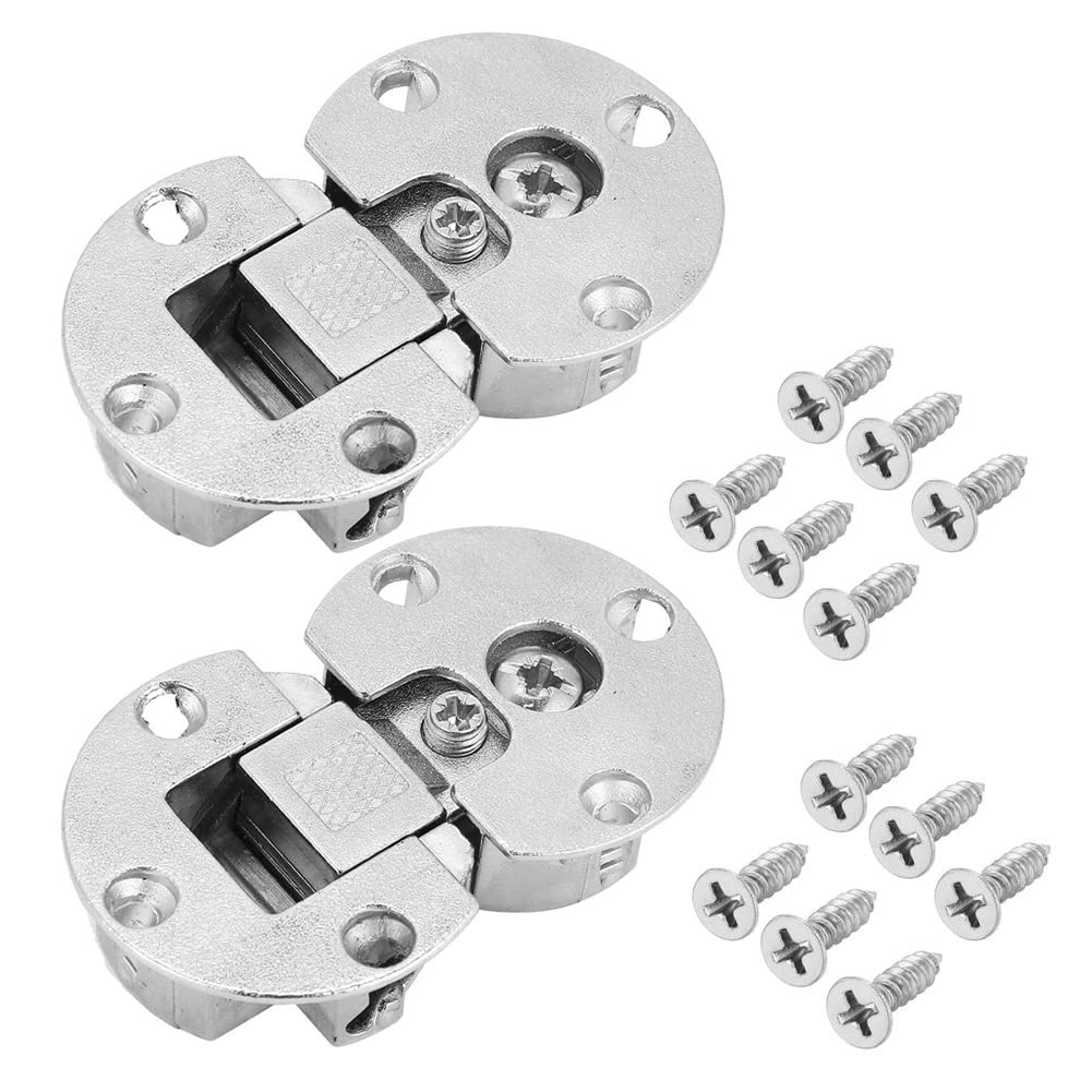 Jadeshay Hinges,2 Pieces Door Hinges Hidden Cabinet Hinges Adjustable 90 Degree Page Turning Hinge Back Flap Hinge for Lifting Desk Kitchen Folding Dining Table with 12 Pieces Mounting Screws