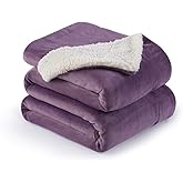 NANPIPER Flannel Blanket Reversible Sherpa Throw Blanket Super Soft Fuzzy Plush Microfiber (50"x60" Cassis Purple)