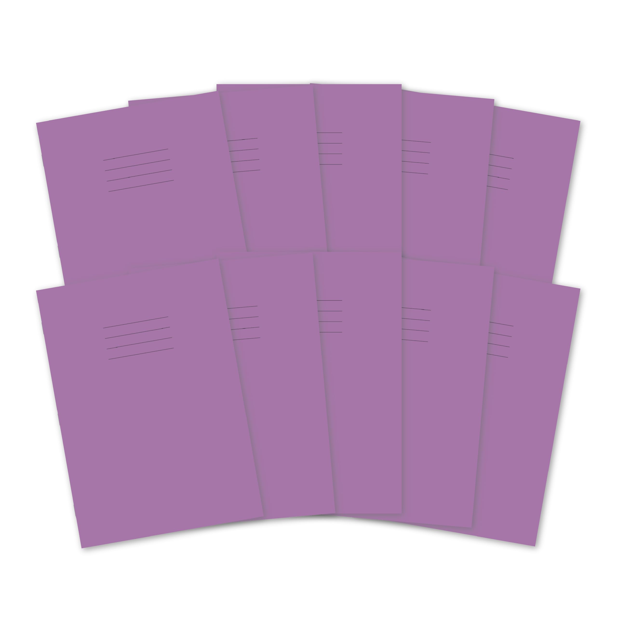Hamelin A4 Exercise Books, 48 Pages, Purple, Pack of 10 for School, 8 mm Ruled and Margin