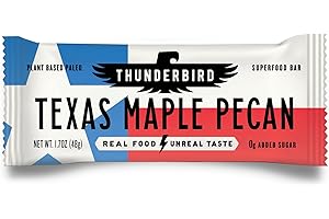 THUNDERBIRD ENERGETICA Thunderbird Bars Energy Snack, Gluten-Free with Protein, Healthy Real Food, Vegan Paleo Non-GMO, No Added Sugar, Texas Maple Pecan Flavor (12 Count, 1.7 oz. Bars)