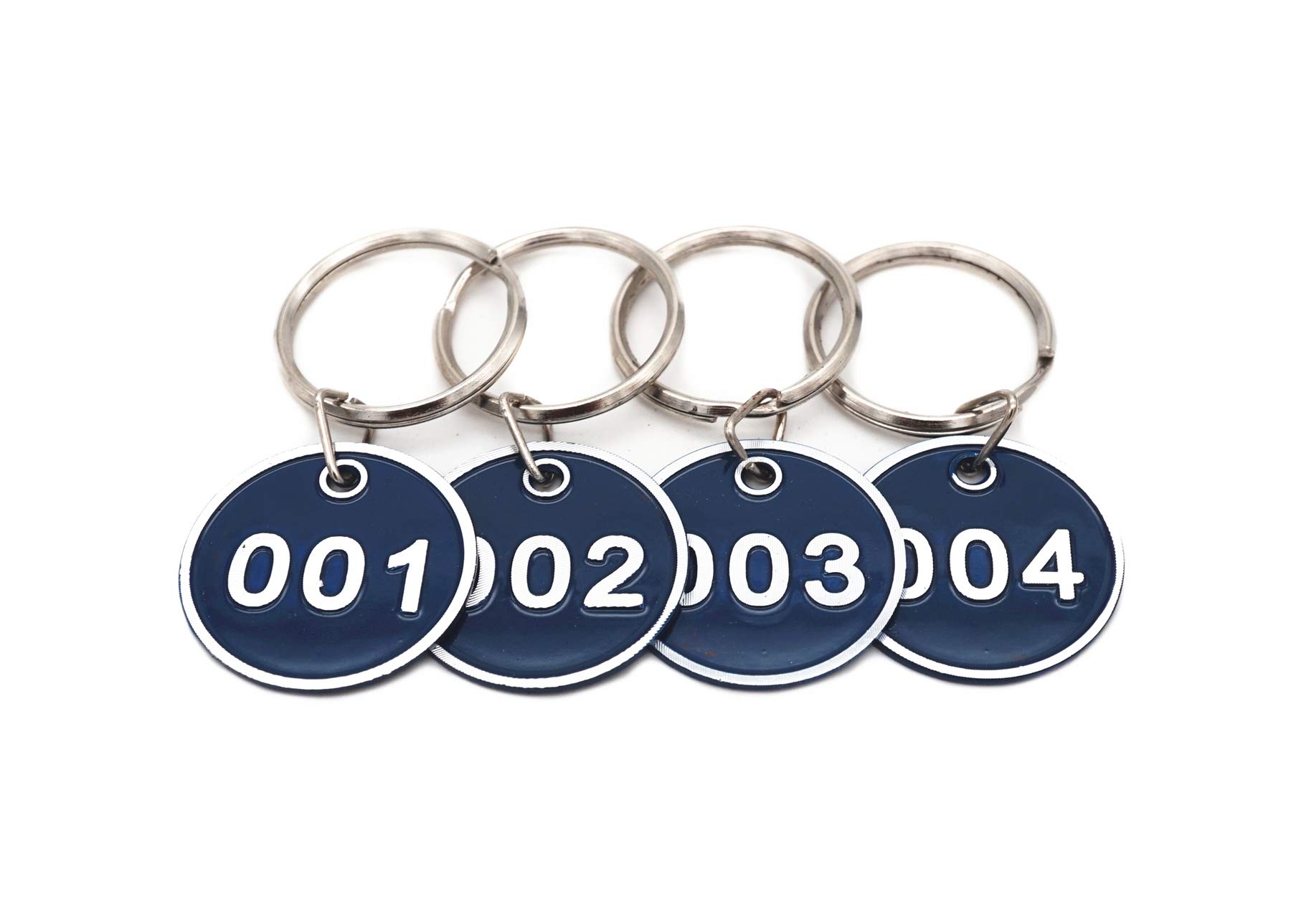 NanTun Aluminum Alloy Metal Key Tag Set, Number ID Tags Key Chain, Numbered Key Rings, 50 pieces - Blue -1 to 50