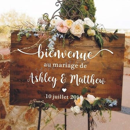 Style Francais Miroir De Mariage Vinyle Decal Noms Personnalises Autocollant Mural De Mariage Bienvenue Panneau De Signe Vinyle Peintures Murales Romantique Mariage Decor Amazon Fr Bricolage